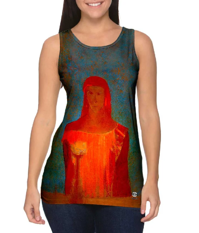 Plus Size Women's Ruffled Hem Tank Tops with Floral PrintsOdilon Redon - "Lady Mcbeth" Plus Size Women's Ruffled Hem Tank Tops with Floral PrintsOdilon Redon - "Lady Mcbeth"