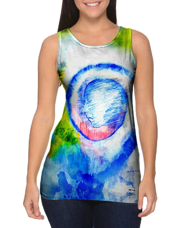 Plus Size Women's Side - Slit Tank Tops in Metallic ShadesOdilon Redon - "Profile" (1910) Plus Size Women's Side - Slit Tank Tops in Metallic ShadesOdilon Redon - "Profile" (1910)
