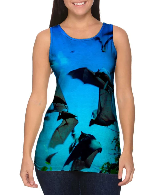 Plus Size Women's Ruffled Hem Tank Tops with Floral PrintsOld Film Bats