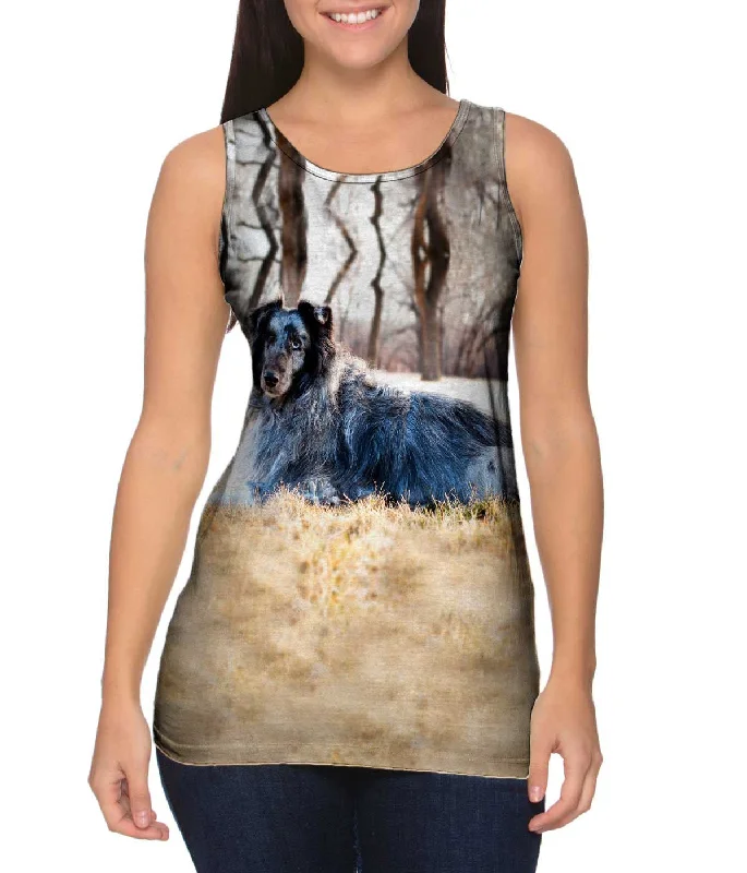 Women's Spaghetti Strap Tank Tops with Geometric PatternsOld Grey Sheltie