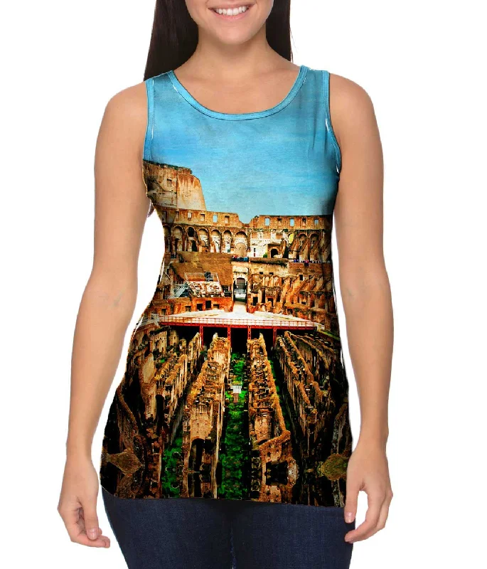 Plus Size Women's Puff - Sleeve Tank Tops in Pastel HuesOlympic Stadium Ruins