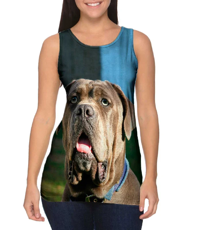 Women's Longline Tank Tops with Abstract PrintsOmg Green Eyed Mastiff