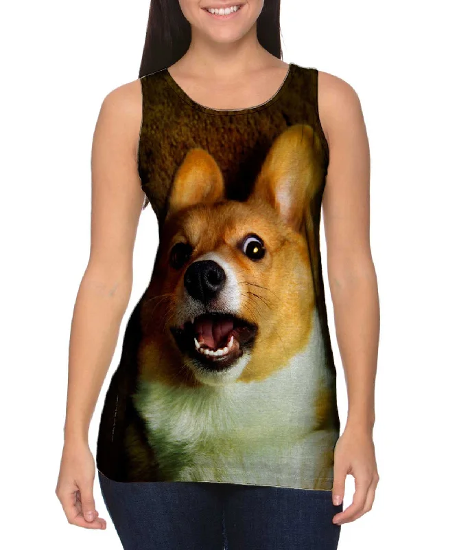 Plus Size Women's Criss - Cross Back Tank Tops in Neon ColorsOMG Welsh Corgi