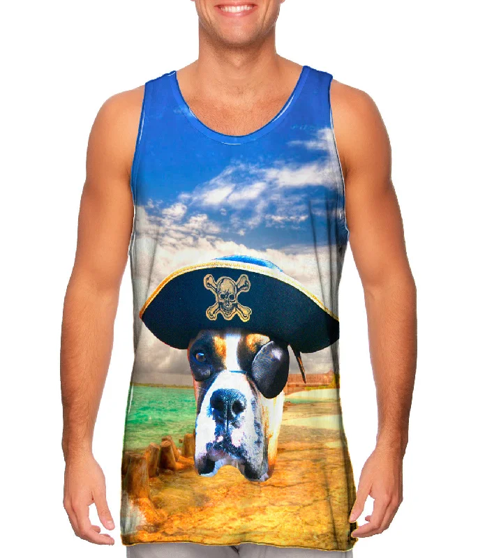 Scoop Neck Women's Linen Blend Tank Tops for SummerOne Eyed Boxer Pirate