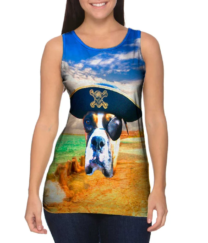 Plus Size Women's Ruffled Hem Tank Tops with Floral PrintsOne Eyed Boxer Pirate