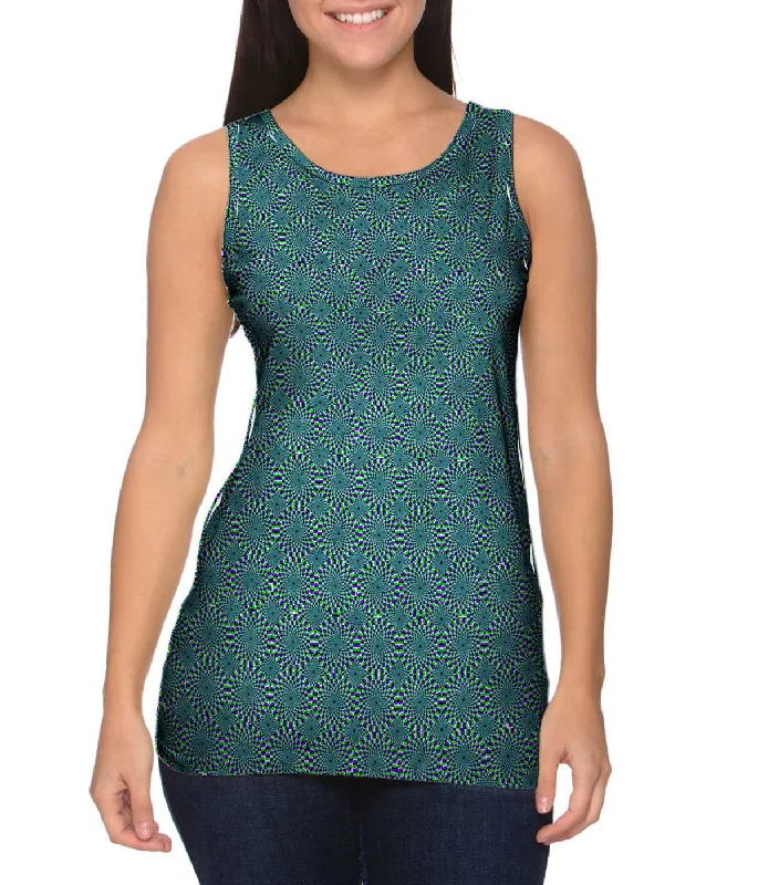 Plus Size Women's Puff - Sleeve Tank Tops in Pastel HuesOptical Illusion Rattlsnake Shake