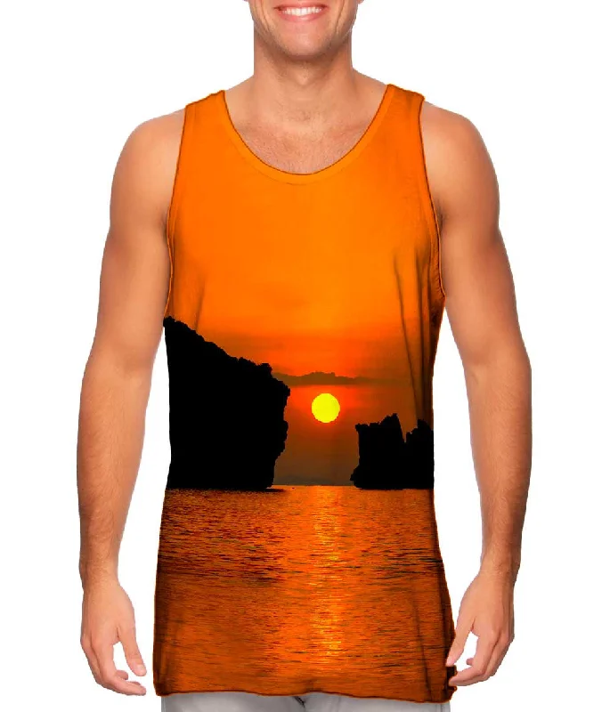 Women's Spaghetti Strap Tank Tops with Geometric PatternsOrange Sunset Dreams