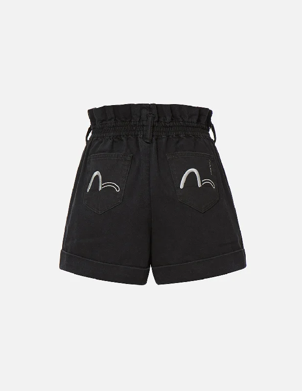 Elastic Waist Women Shorts for Easy Wear and ComfortPaper Bag Denim Shorts
