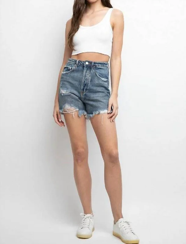 Ruffled Hem Women Shorts to Add a Feminine TouchPeyton Jean Shorts In Blue