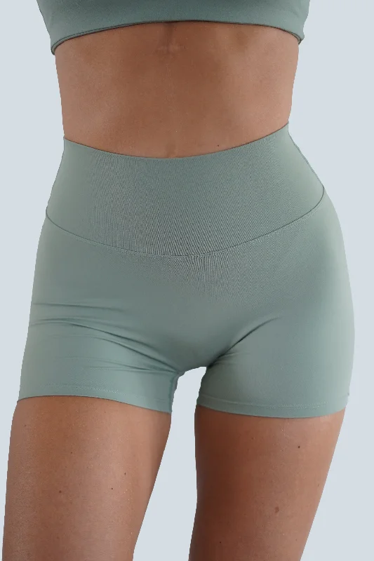 Leather Look Women Shorts for an Edgy and Chic StyleSLEEK SCRUNCH SHORTS - KHAKI GREEN Leather Look Women Shorts for an Edgy and Chic StyleSLEEK SCRUNCH SHORTS - KHAKI GREEN