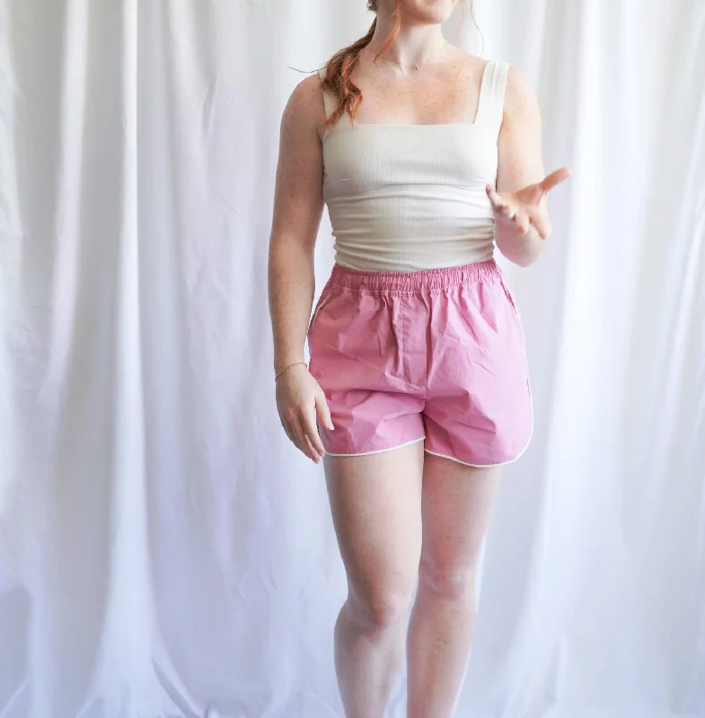 Elastic Waist Women Shorts for Easy Wear and ComfortTennis Shorts In Pink