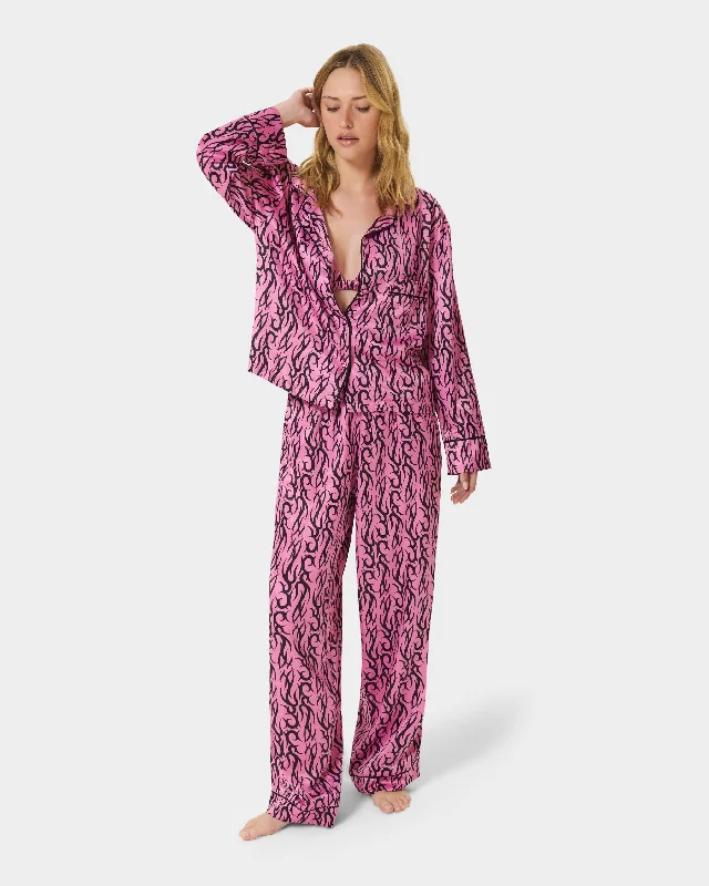 Button - Front Bodysuits with a Classic and Timeless AppealBB x Ashley Williams Tattoo Print Luxury Satin Shirt Button - Front Bodysuits with a Classic and Timeless AppealBB x Ashley Williams Tattoo Print Luxury Satin Shirt