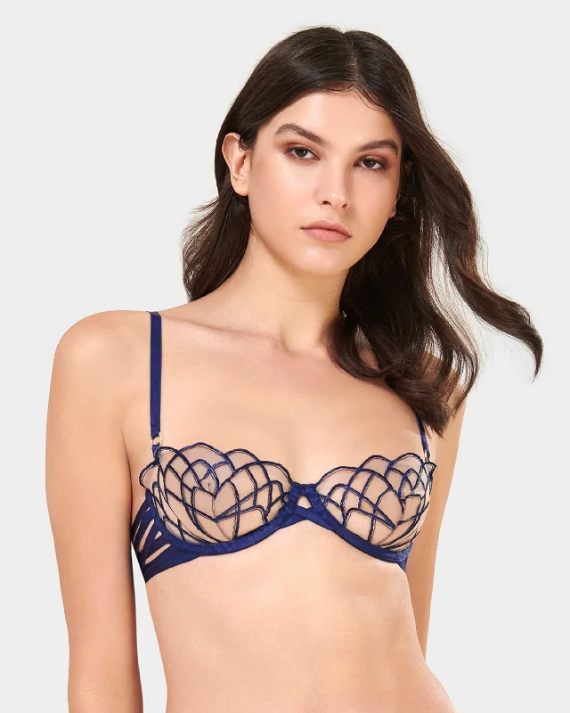 Long - Sleeve Bodysuits for Cold Weather LayeringBeatrix Bra Twilight Blue/Sheer