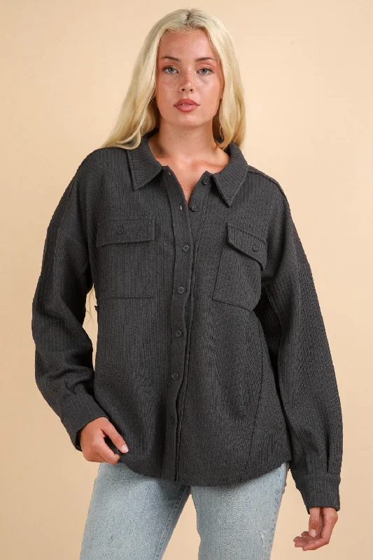 Plus - Size Bodysuits with a Comfortable and Flattering FitButton Down Textured Knit Shacket Plus - Size Bodysuits with a Comfortable and Flattering FitButton Down Textured Knit Shacket