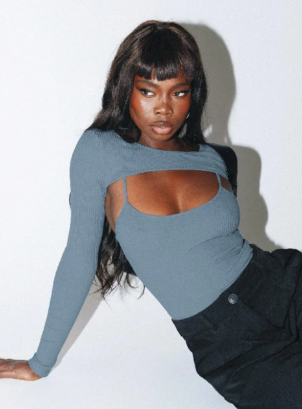 Neon Bodysuits to Stand Out at PartiesCalla Long Sleeve Bodysuit Steel