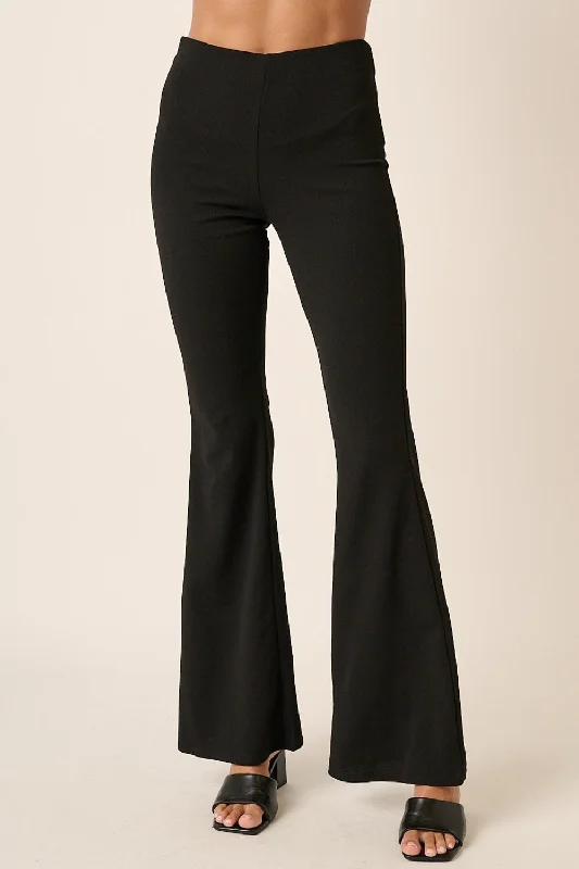 Neon Bodysuits to Stand Out at PartiesCrepe Knit Elastic Waist Flare Leg Pants