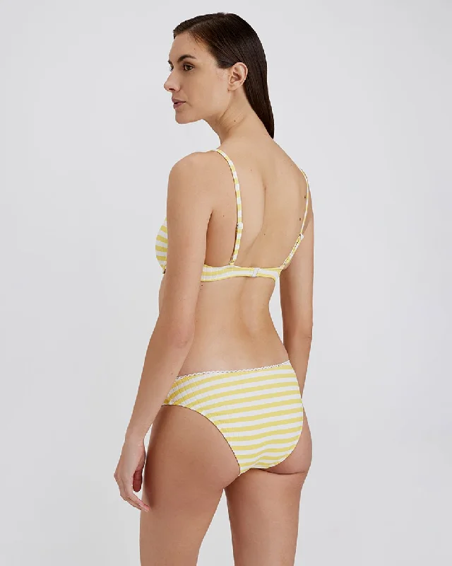 Push - up bikini top to enhance the bust for a confident beach appearanceDaphne Bottom Lemon Stripe