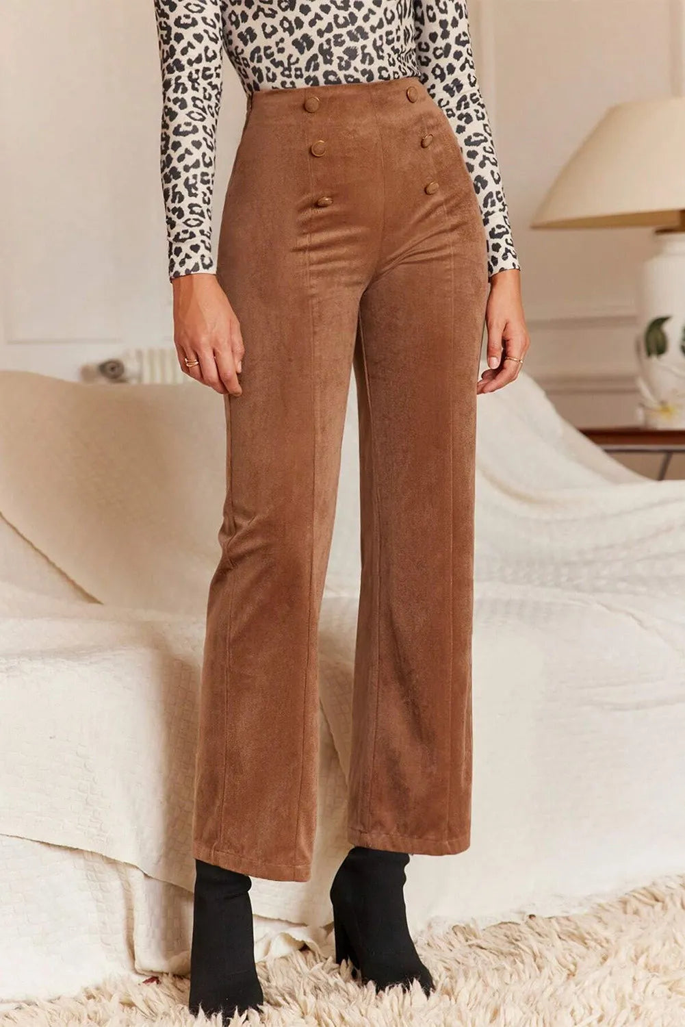 Crop Bodysuits to Pair with High - Waisted BottomsDecorative Button Straight Leg Pants Crop Bodysuits to Pair with High - Waisted BottomsDecorative Button Straight Leg Pants