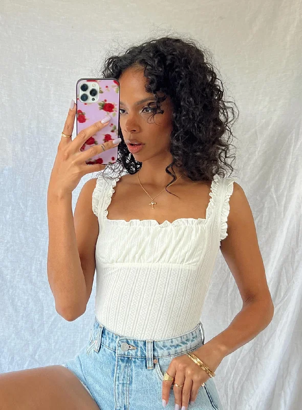 Crop Bodysuits to Pair with High - Waisted BottomsFarrand Pointelle Bodysuit Ivory