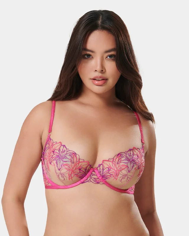 High - Neck Bodysuits for a Modest and Sophisticated LookLilly Bra Fuchsia Pink/Bright Violet/Sheer High - Neck Bodysuits for a Modest and Sophisticated LookLilly Bra Fuchsia Pink/Bright Violet/Sheer