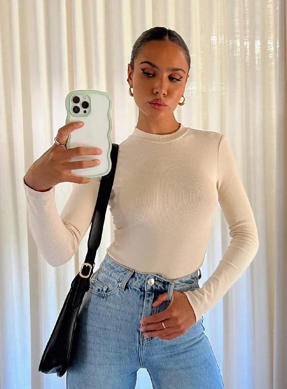 Neon Bodysuits to Stand Out at PartiesMaleny Long Sleeve Bodysuit Beige