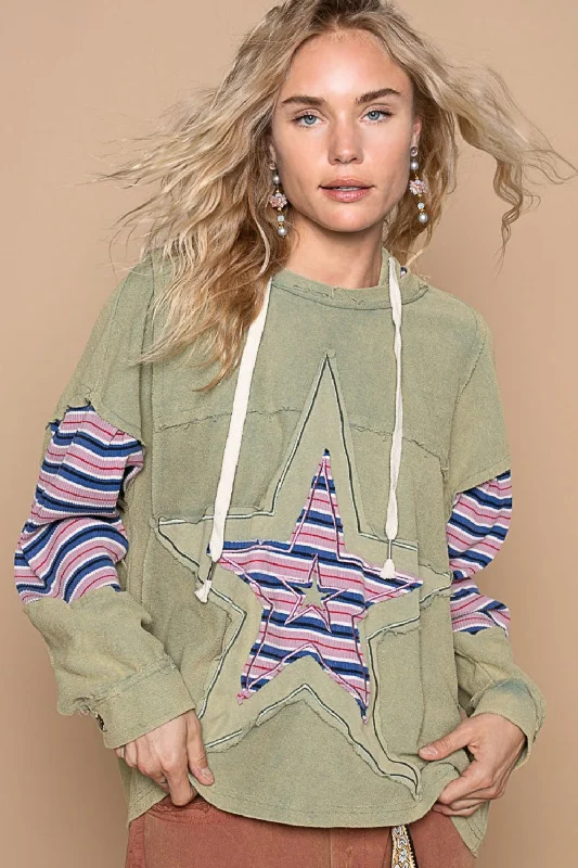 Ruffled Bodysuits with a Playful and Feminine TouchPOL Star Patchwork Raw Edge French Terry Hoodie Ruffled Bodysuits with a Playful and Feminine TouchPOL Star Patchwork Raw Edge French Terry Hoodie