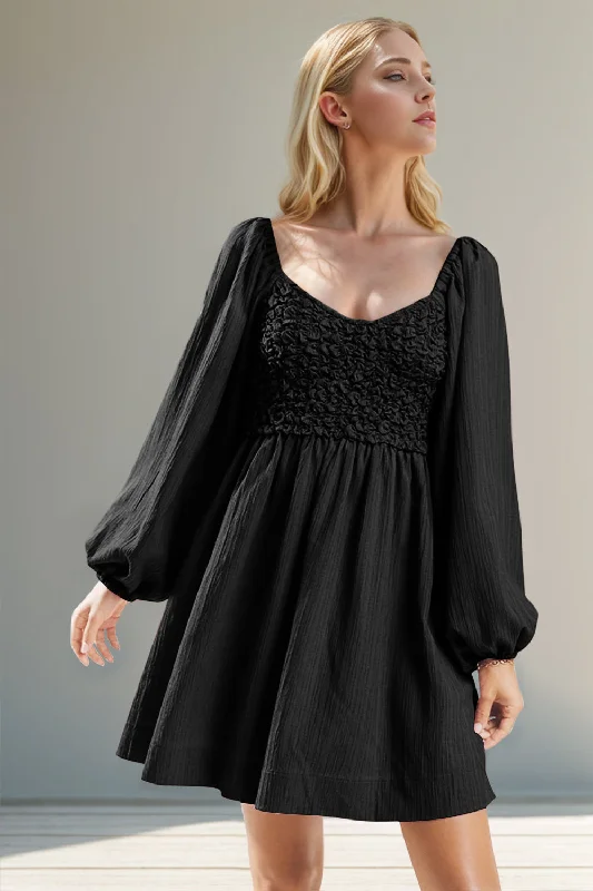 Crop Bodysuits to Pair with High - Waisted BottomsTexture Smocked Balloon Sleeve Mini Dress Crop Bodysuits to Pair with High - Waisted BottomsTexture Smocked Balloon Sleeve Mini Dress