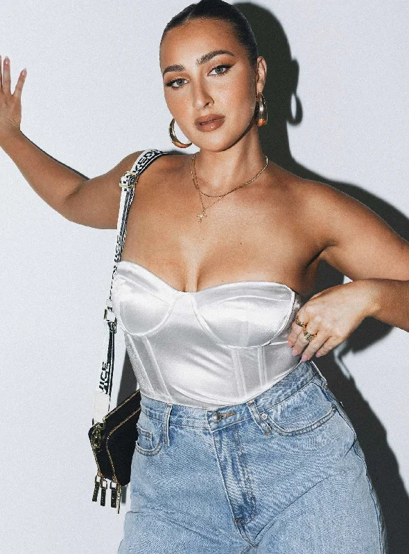 Crop Bodysuits to Pair with High - Waisted BottomsVista Satin Bodysuit Ivory